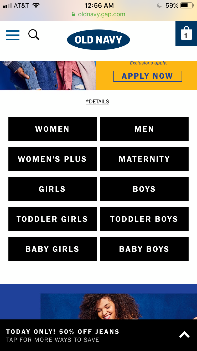 Old Navy Webpage